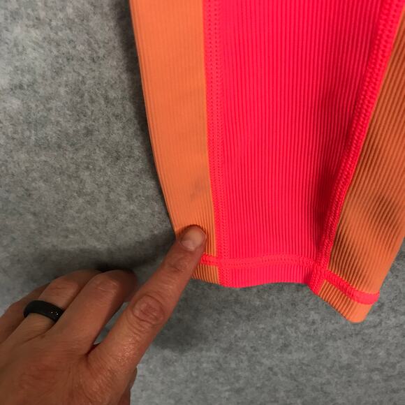 Wilo The Label Leggings Women XS Pink Peach Ribbed Contrast 7/8 Yoga Active READ - Picture 12 of 13